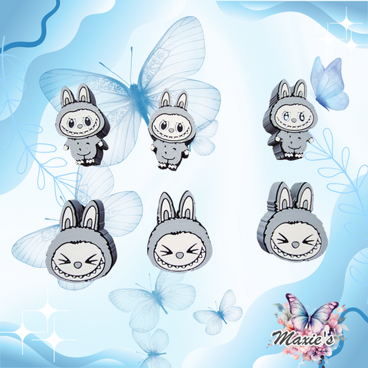 Grey Furry Monster 3D Printed Straw Topper