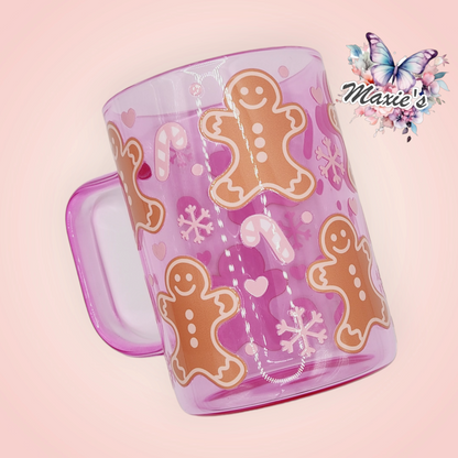 Gingerbread Man & Candy Cane Theme 17oz. Glass Mug