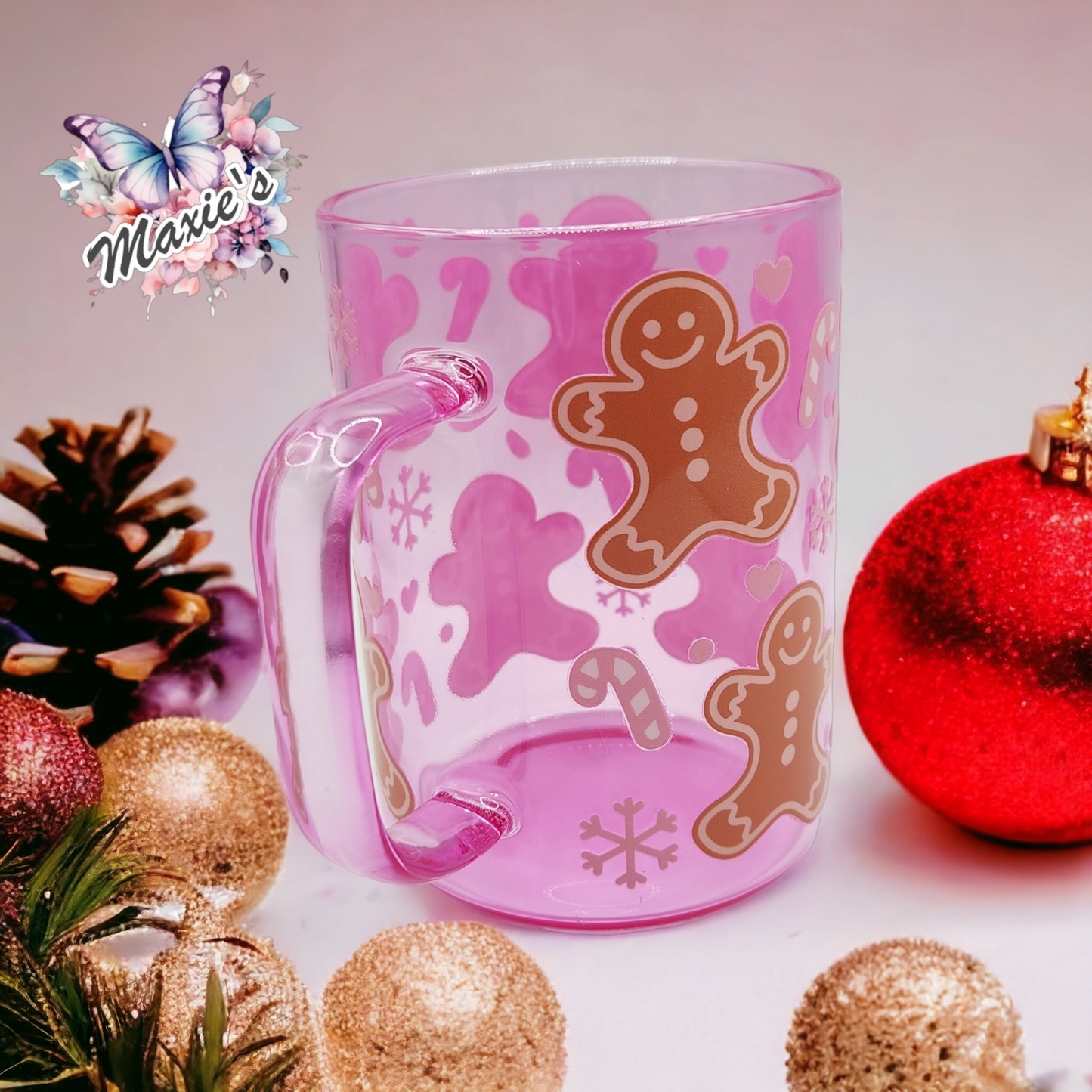 Gingerbread Man & Candy Cane Theme 17oz. Glass Mug