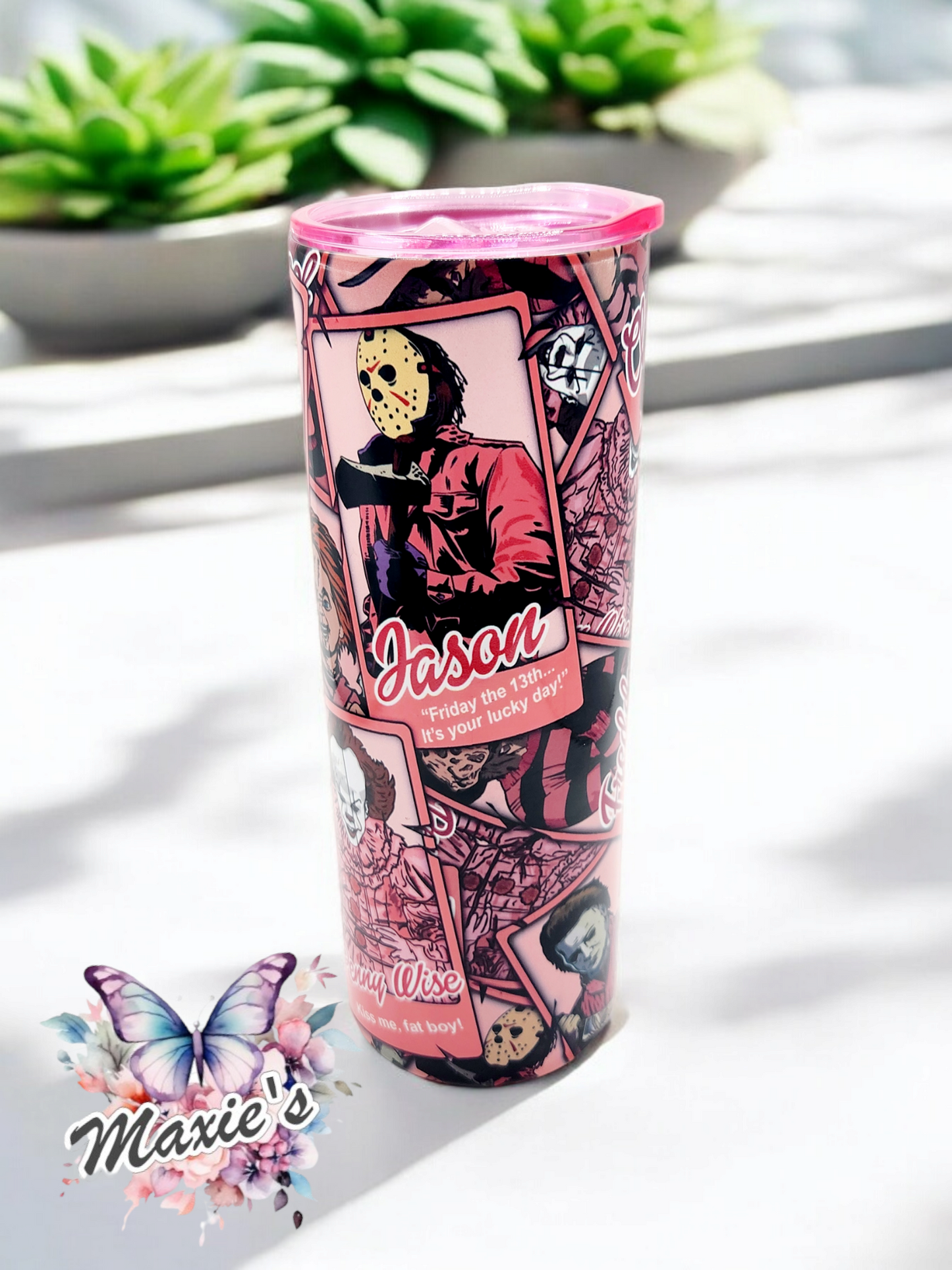 All Time Favorite Horror Characters Graphic Design 20oz. Skinny Tumbler