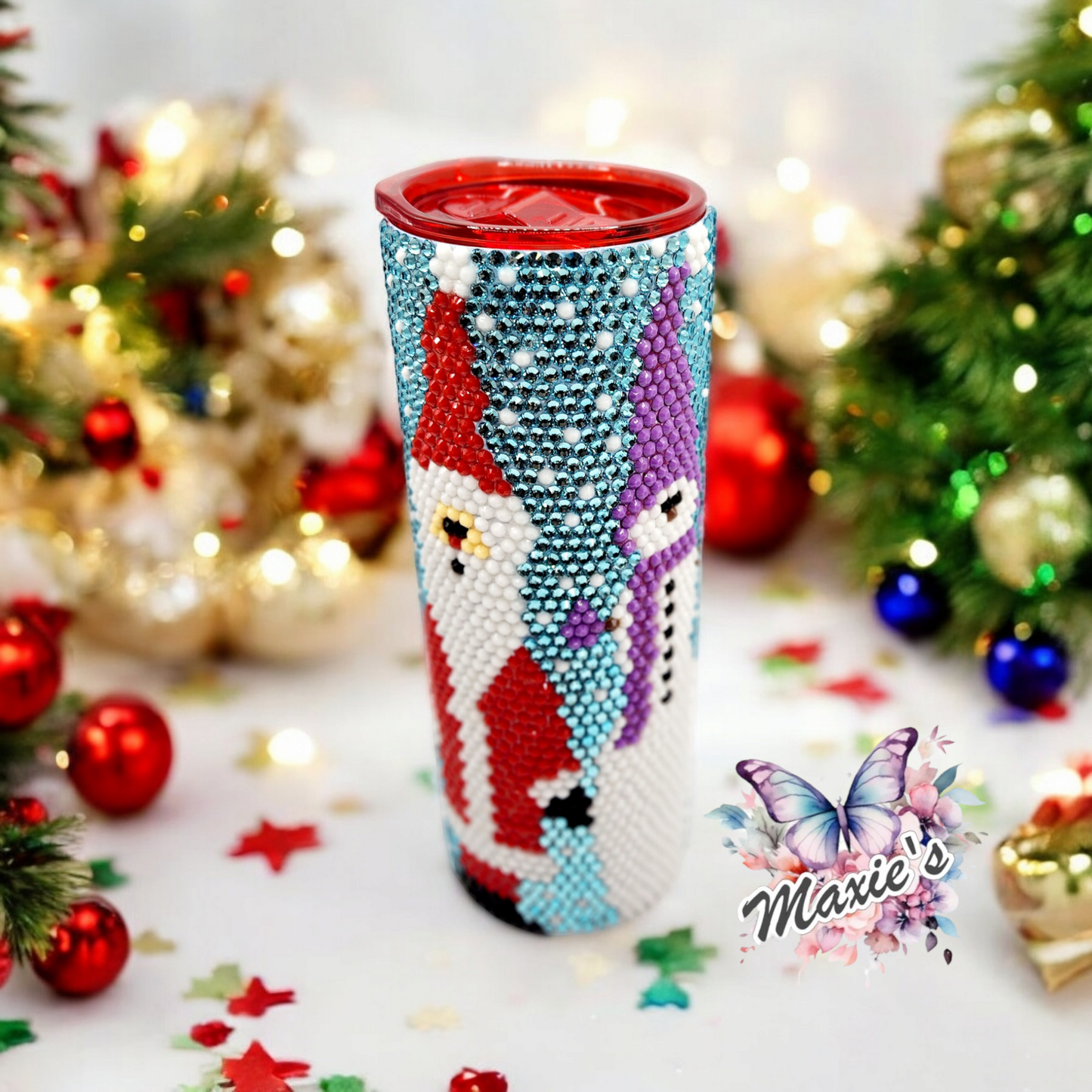 Santa Is Coming To Town 20oz. Blinged Skinny Tumbler