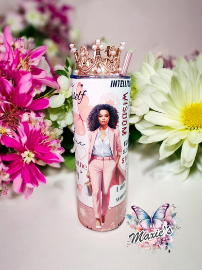 Boss Lady Affirmation Graphic Design 20oz. Skinny Tumbler With Topper