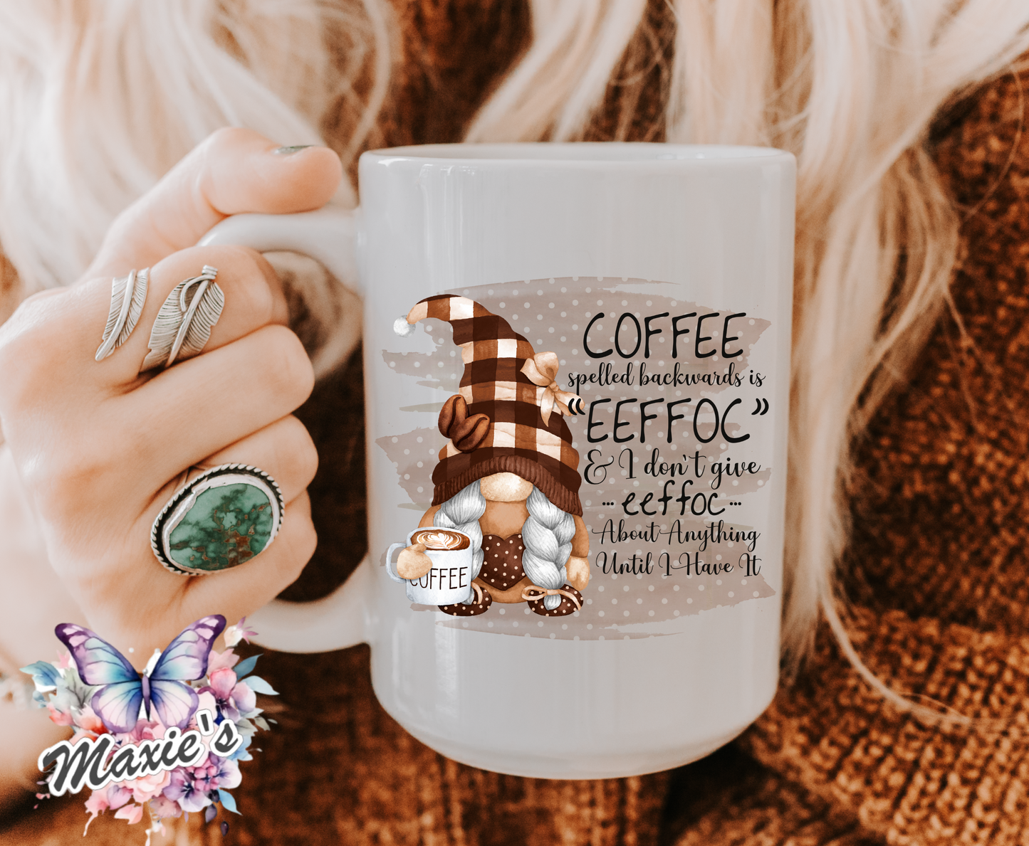 Gnome Needs Coffee Funny Quote UVDTF Decal