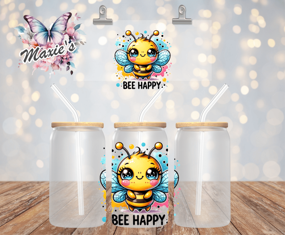 Bee Happy Graphic Design UVDTF Decal