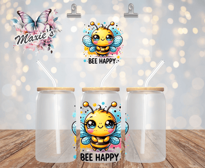 Bee Happy Graphic Design UVDTF Decal