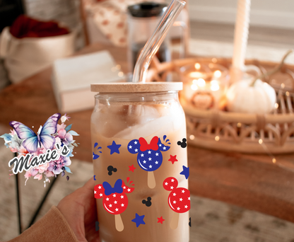 Red, White & Blue Theme Mickey/Minnie Mouse Theme 16oz. UVDTF Cup Wrap