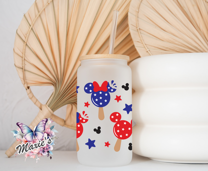 Red, White & Blue Theme Mickey/Minnie Mouse Theme 16oz. UVDTF Cup Wrap