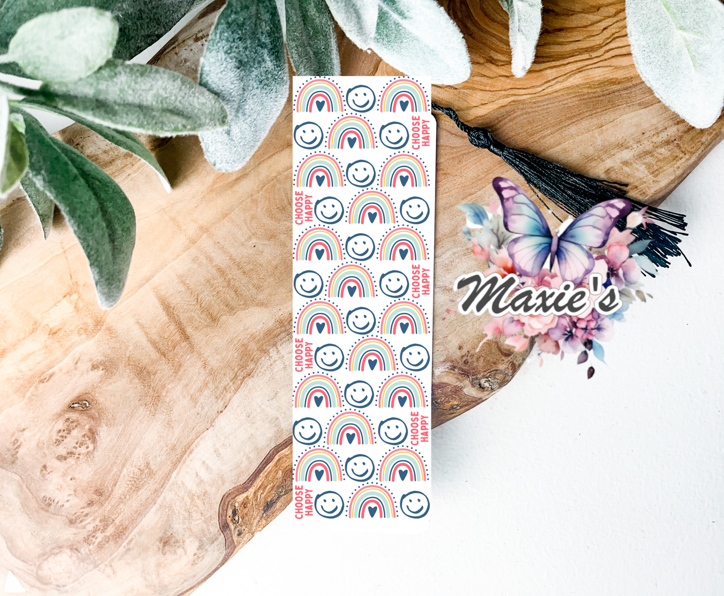 Be Happy! Rainbow Smiley Theme UVDTF Pen Wrap/Bookmark Decal