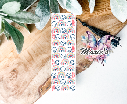 Be Happy! Rainbow Smiley Theme UVDTF Pen Wrap/Bookmark Decal