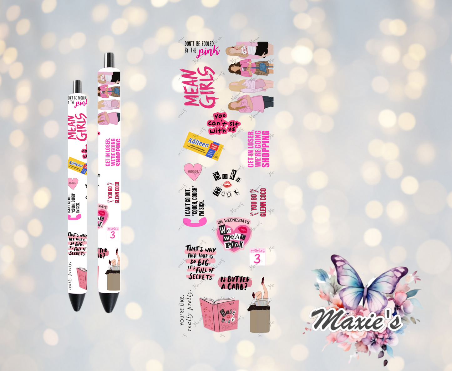 Mean Girl TV Show Theme UVDTF Pen Wrap/Bookmark Decal