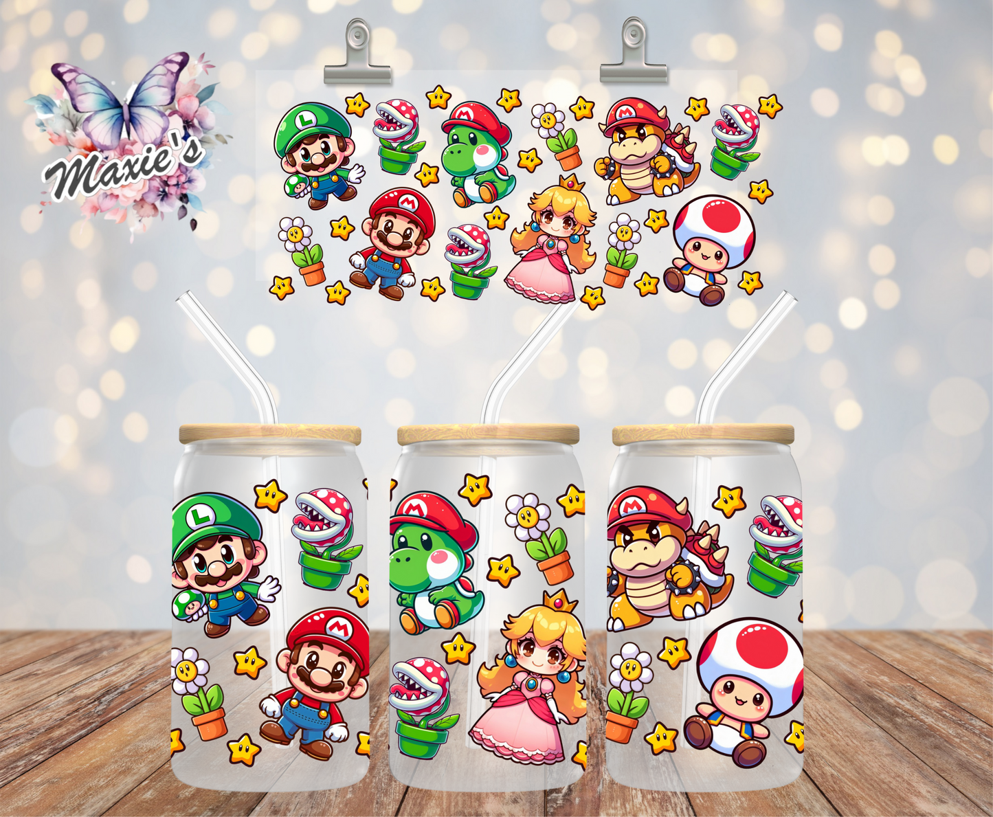 Mario bothers 16oz. Sublimation Cup Wrap Print