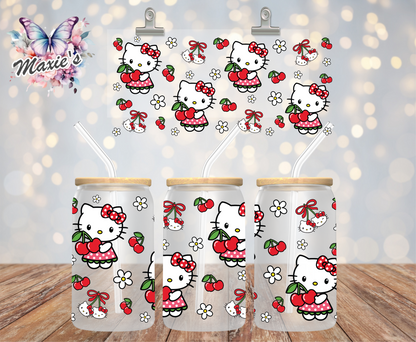 ✨️ Double  - Sided ✨️ Cherry 🍒  Kitty Graphic Design UVDTF Lid Decal