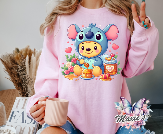 Stitch Honey 🍯 Pooh Bear 🐻 Graphic Design DTF Transfer Print