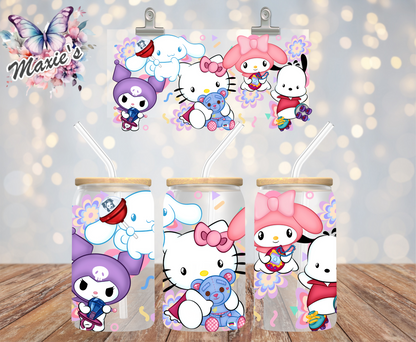 ✨️Double-Sided✨️ Confetti Kawaii Friends Graphic 16oz. UVDTF Cup Wrap