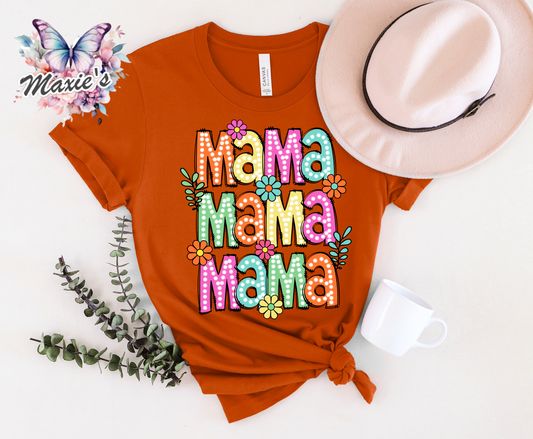 Faux Embroidery Floral Mama Theme DTF Transfer Print