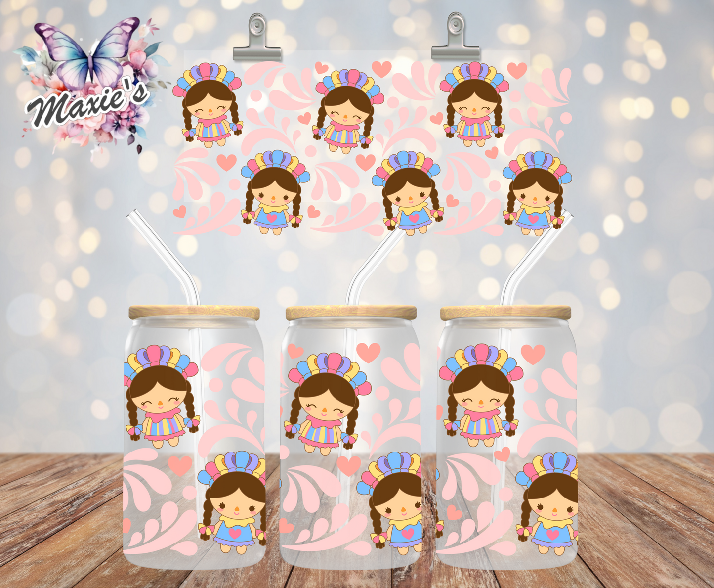 ✨️ Double  - Sided  ✨️ Sweet Mexican Girl Theme UVDTF 16oz. Cup Wrap