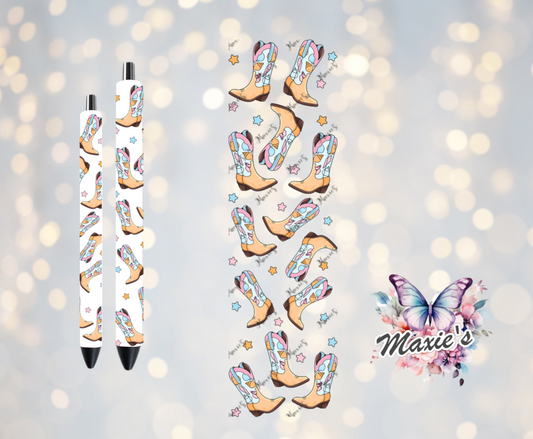 Wester Cowboy Boots Theme UVDTF Pen Wrap/Bookmark Decal