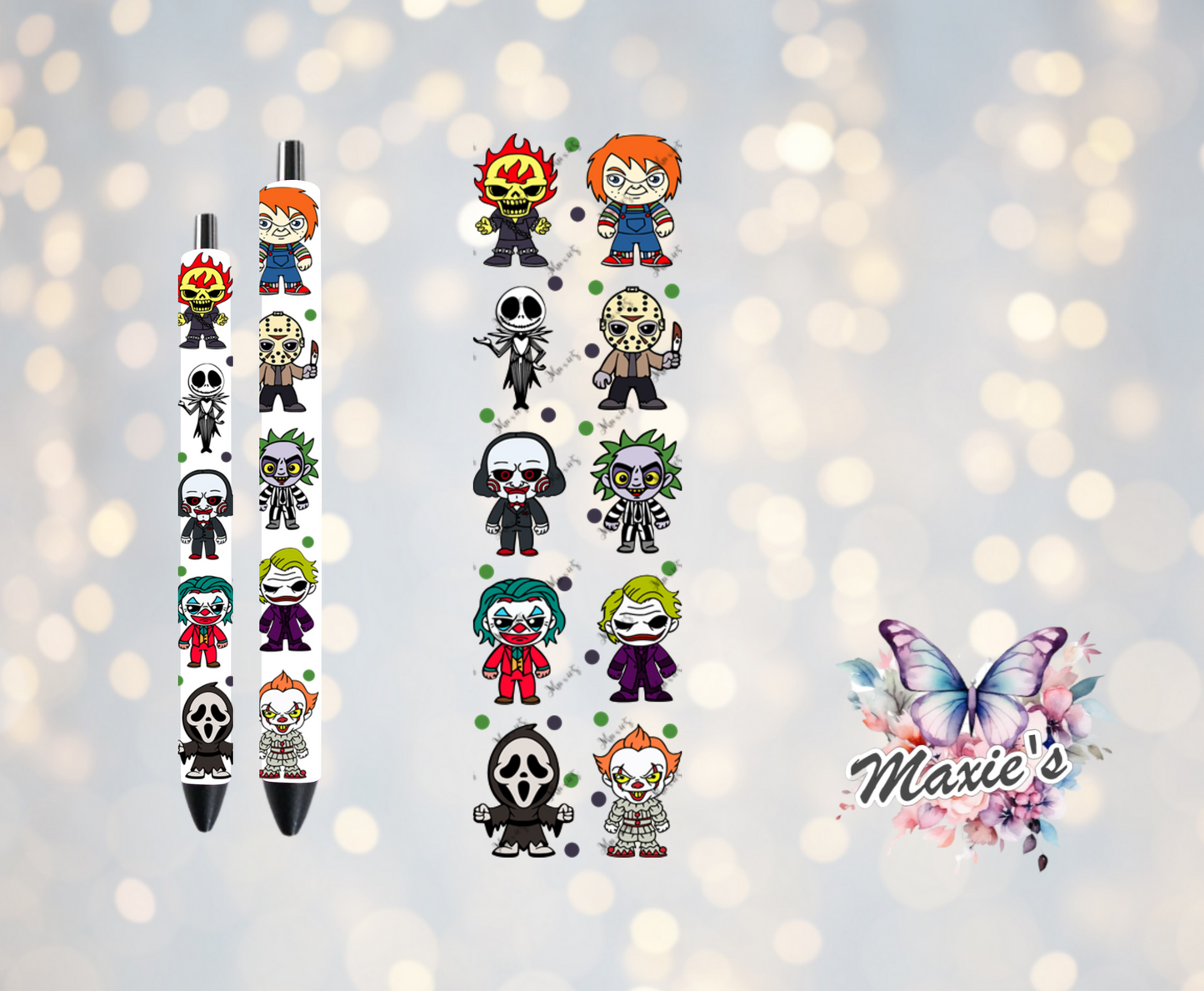 Horror Characters Graphic Design UVDTF Pen Wrap/Bookmark Decal