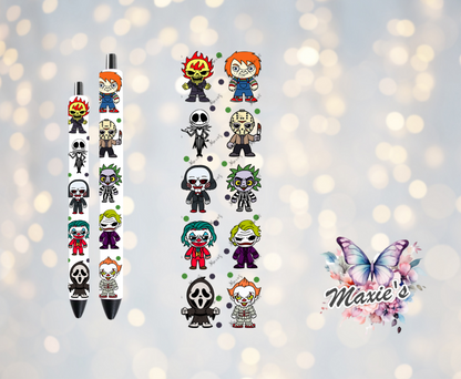 Horror Characters Graphic Design UVDTF Pen Wrap/Bookmark Decal