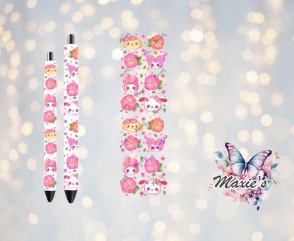 Sakura Theme Melody & Friends Graphic Design UVDTF Pen Wrap/Bookmark Decal