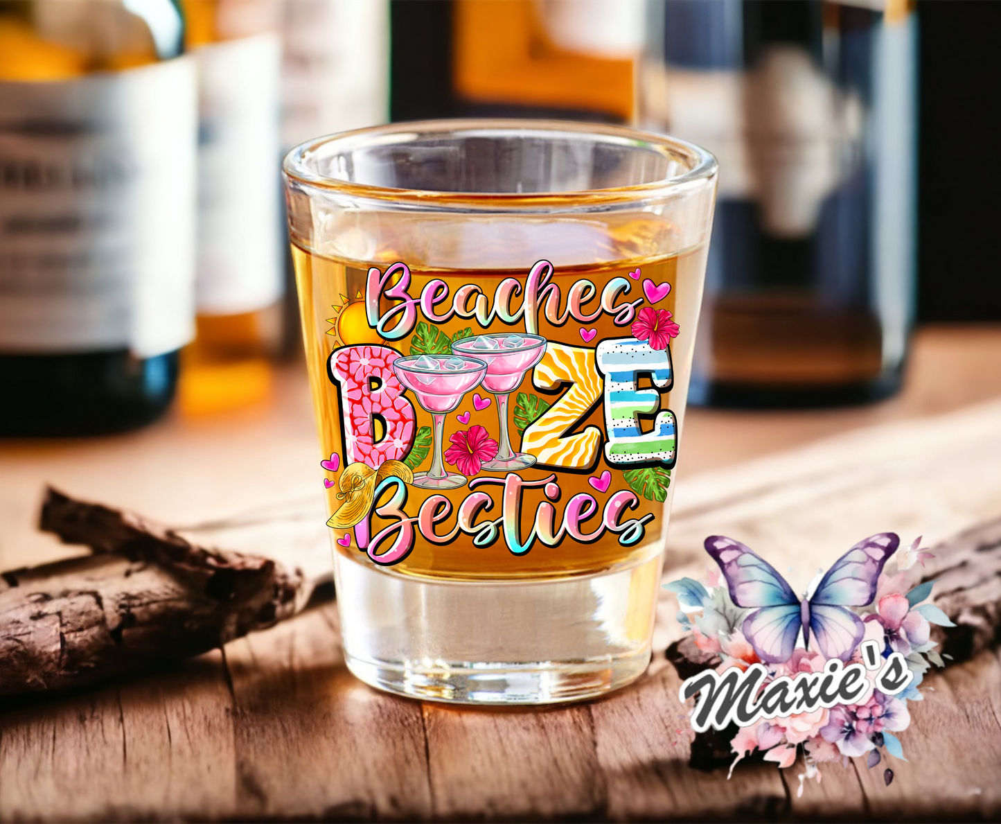 Beaches Booze Besties UVDTF Shot Glass Decal