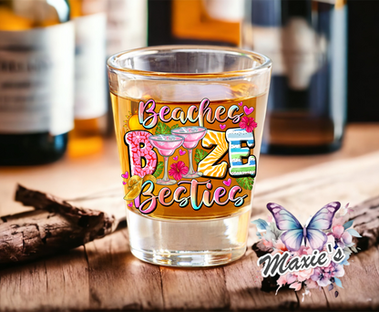 Beaches Booze Besties UVDTF Shot Glass Decal