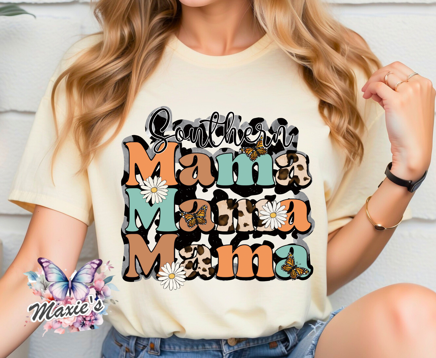 Southern Mama Graphic Design Glitter DTF Transfer Print