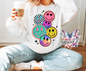 Retro Smiley Faces Shimmery DTF Transfer Print