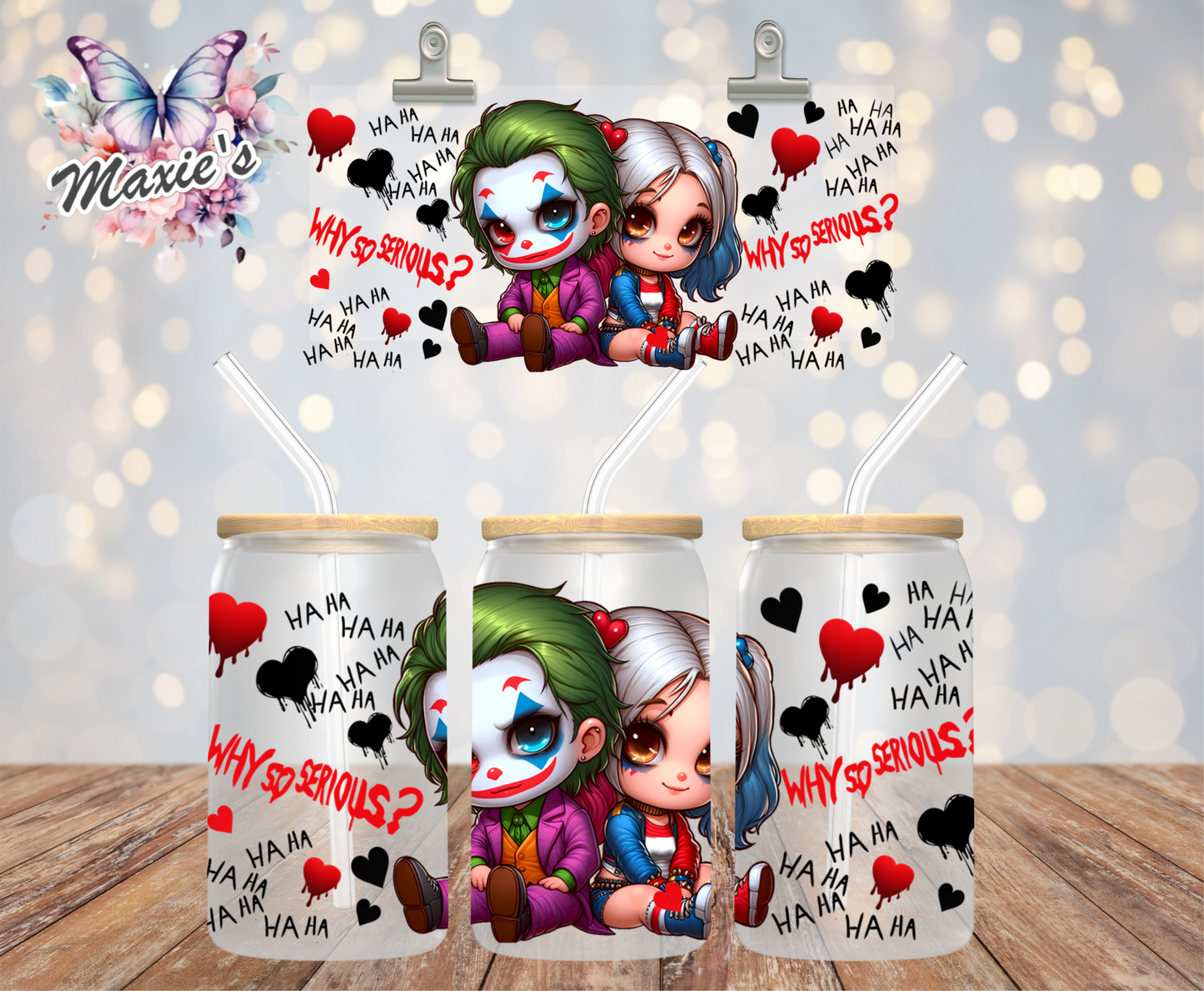 Why So Serious? Joker & Harley Graphic Design 16oz. UVDTF Cup Wrap