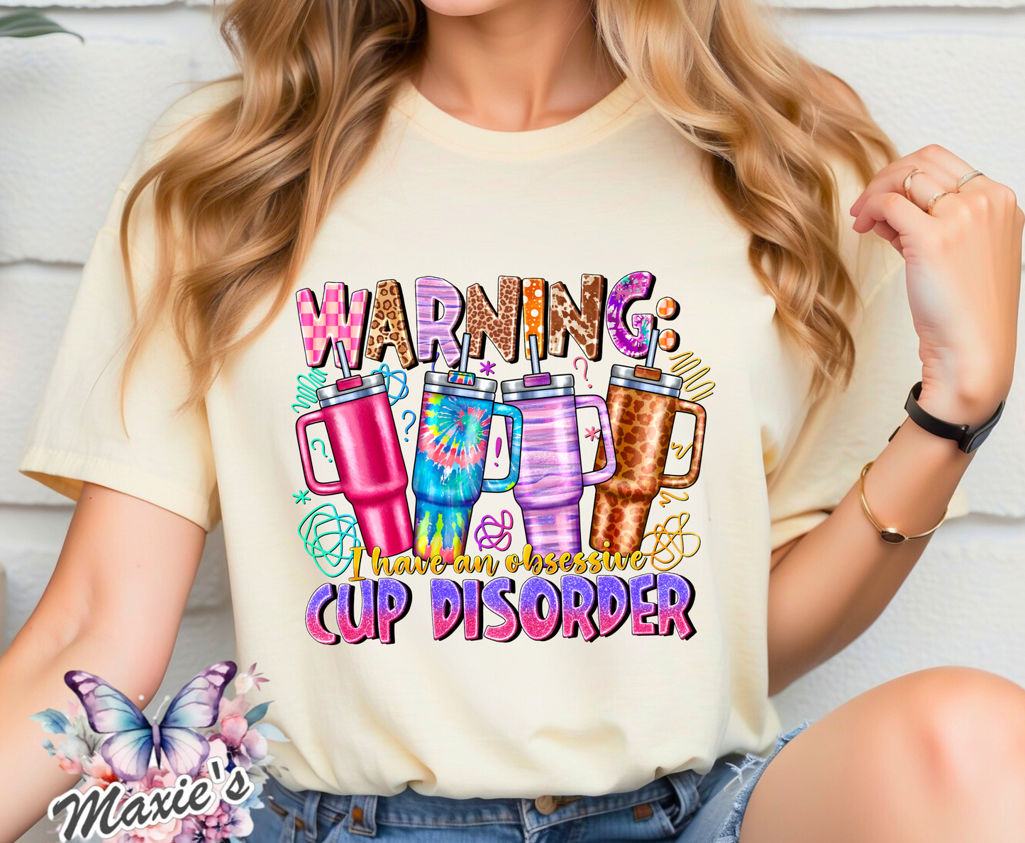 Cup Disorder Funny Graphic Design Shimmery DTF Transfer Print