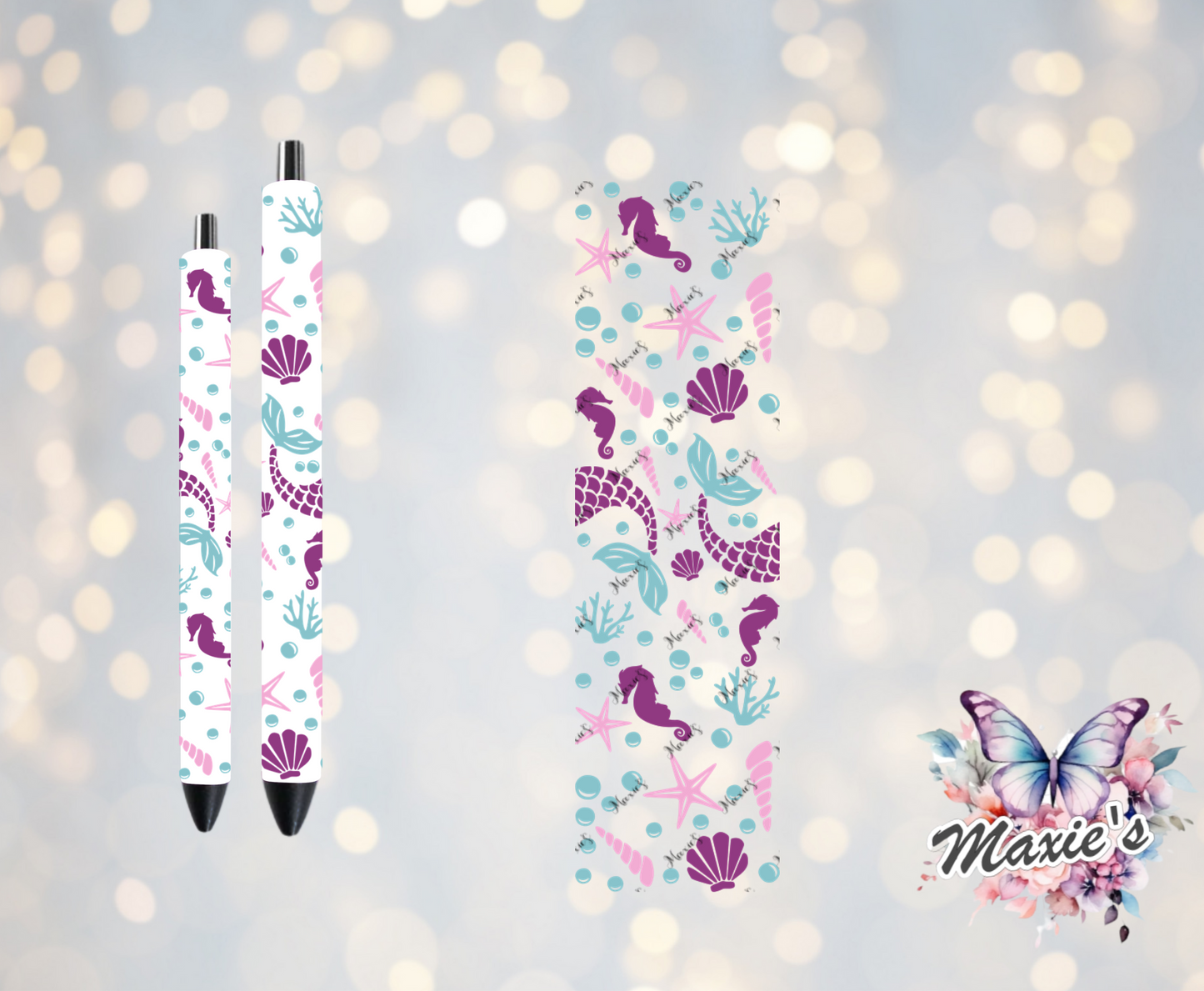 Mermaid & Sea UVDTF Pen Wrap/Bookmark Decal