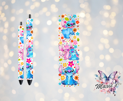 Floral Stitch Couple  UVDTF Pen Wrap  / Bookmark Decal