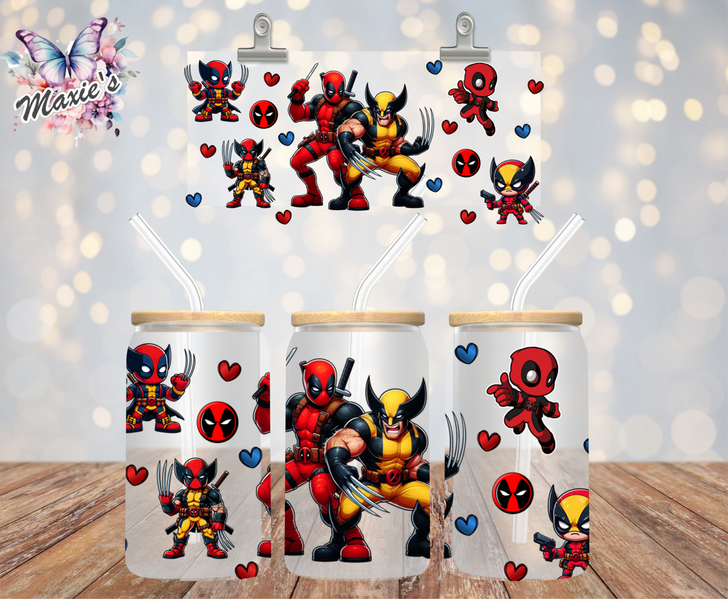 Super Hero Best Friends Graphic Design 16oz. UVDTF Cup Wrap