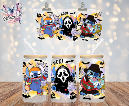 Halloween Stitch Horror Characters Graphic Design 16oz. UVDTF Cup Wrap