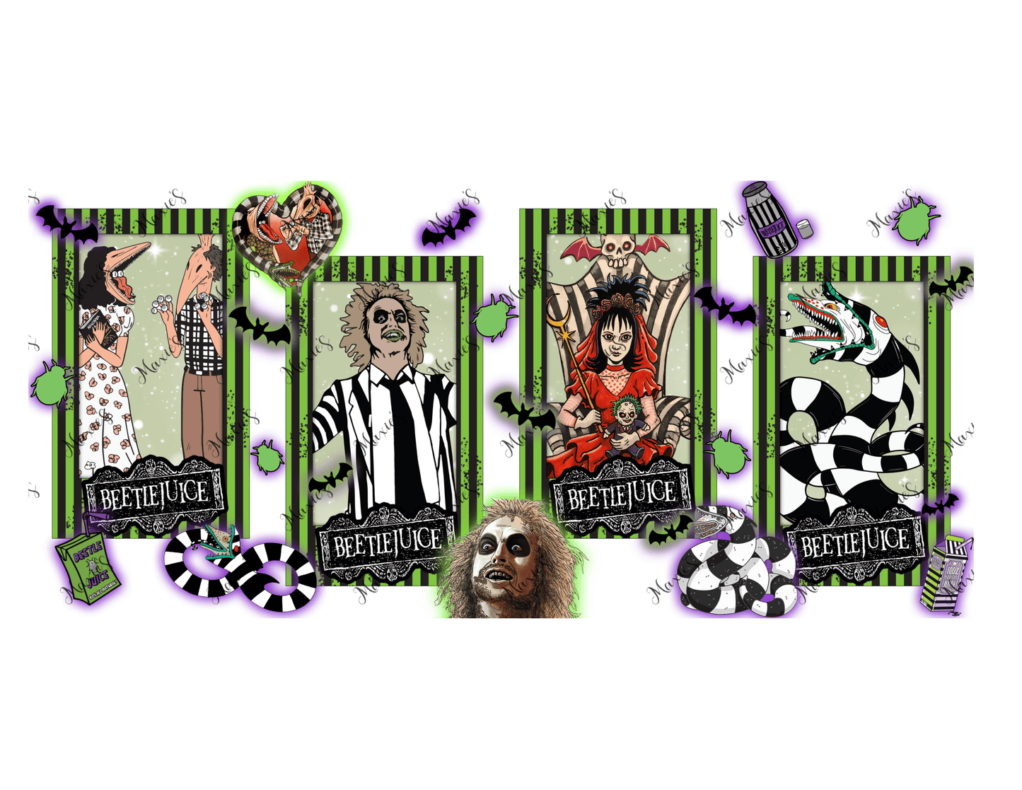 It's Show Time - Beetle Juice 🪲  Graphic Design 16oz. Sublimation Transfer Print