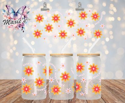 Stay Groovy Daisy Theme 16oz. Sublimation Transfer Print