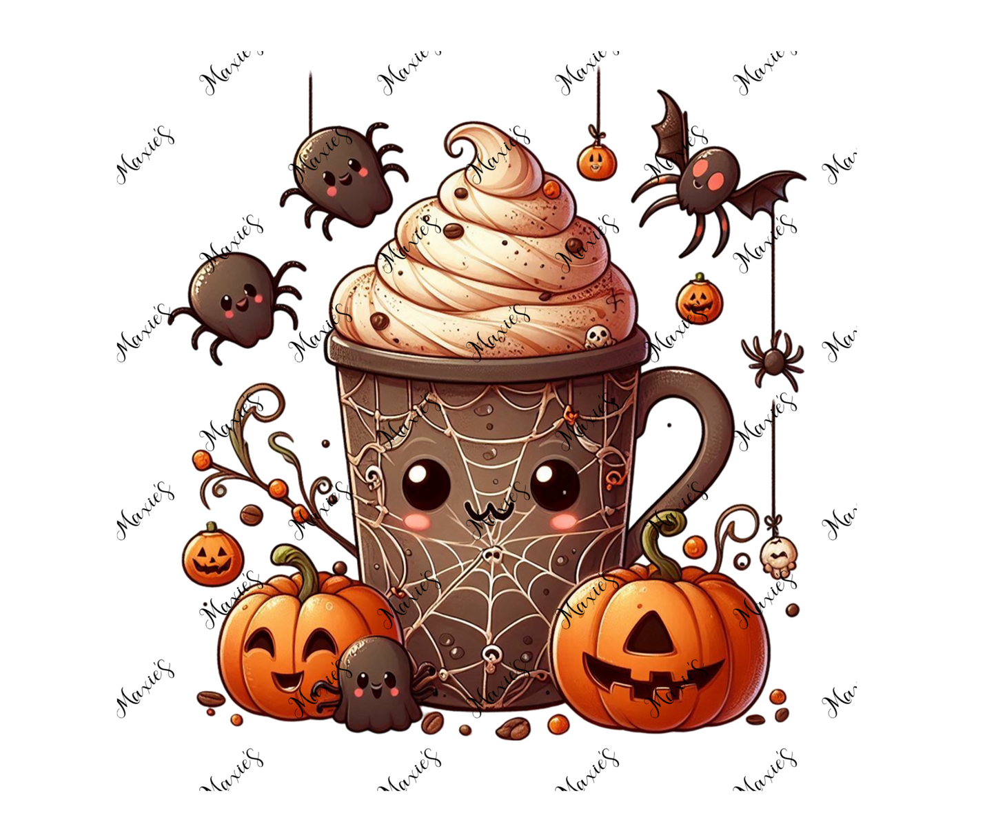 Spider Drizzle 🕷 Pumpkin Spice 🎃 Coffee Graphic Design Sublimation Decal Print