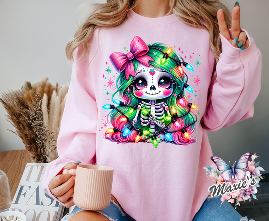 Christmas 🎄 Spritz Skelton Girl Graphic Design DTF Transfer Print