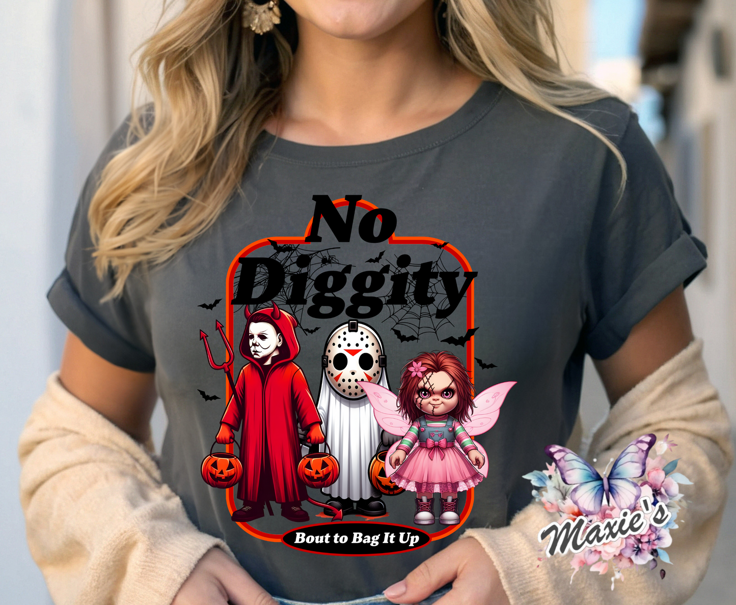 No Diggity Spooky Horror Characters DTF Transfer Print