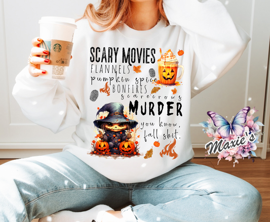 Favorite Fall Spooky Activties Graphic Design DTF Transfer Print