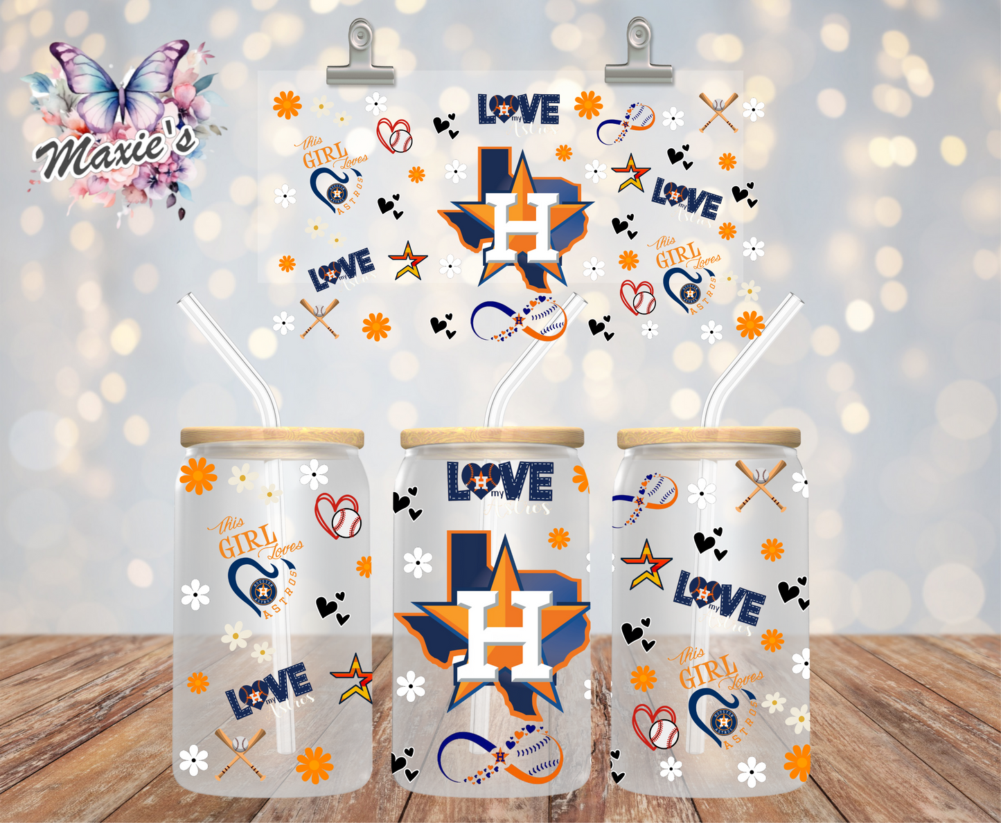 Houston Astros Baseball Graphic Design 16oz. UVDTF Cup Wrap