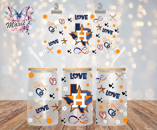 Houston Astros Baseball Graphic Design 16oz. UVDTF Cup Wrap