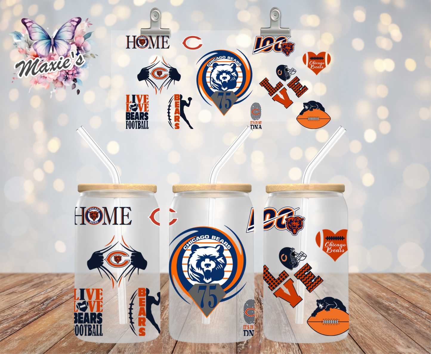 Chicago Bears/NFC North Graphic Design 16oz. UVDTF Cup Wrap