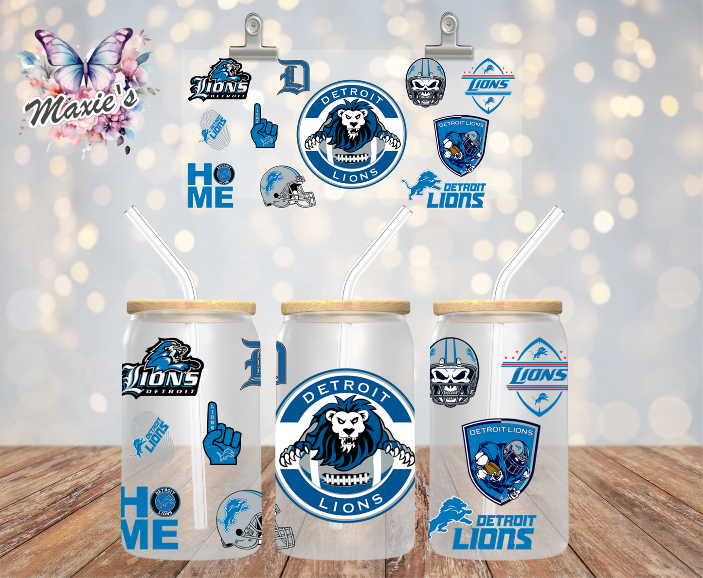 Detroit Lions/Roary Graphic Design 16oz. UVDTF Cup Wrap