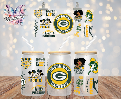 Green Bay Packers/ Packy Packer Graphic Design 16oz. UVDTF Cup Wrap