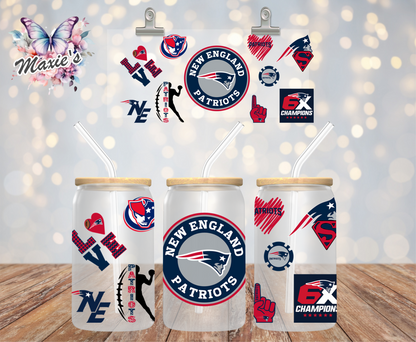 New England/Patriots Graphic Design 16oz. UVDTF Cup Wrap