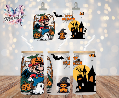 ✨️Double  - Sided✨️  Halloween Mario Graphic Design 16oz. UVDTF Cup Wrap