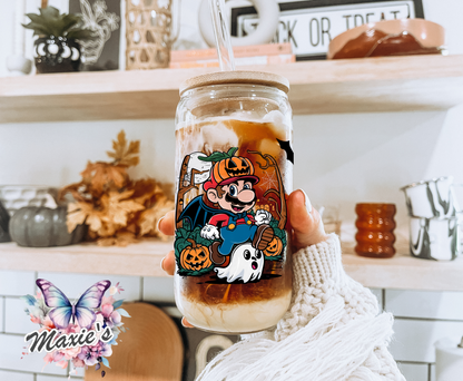 ✨️Double  - Sided✨️  Halloween Mario Graphic Design 16oz. UVDTF Cup Wrap