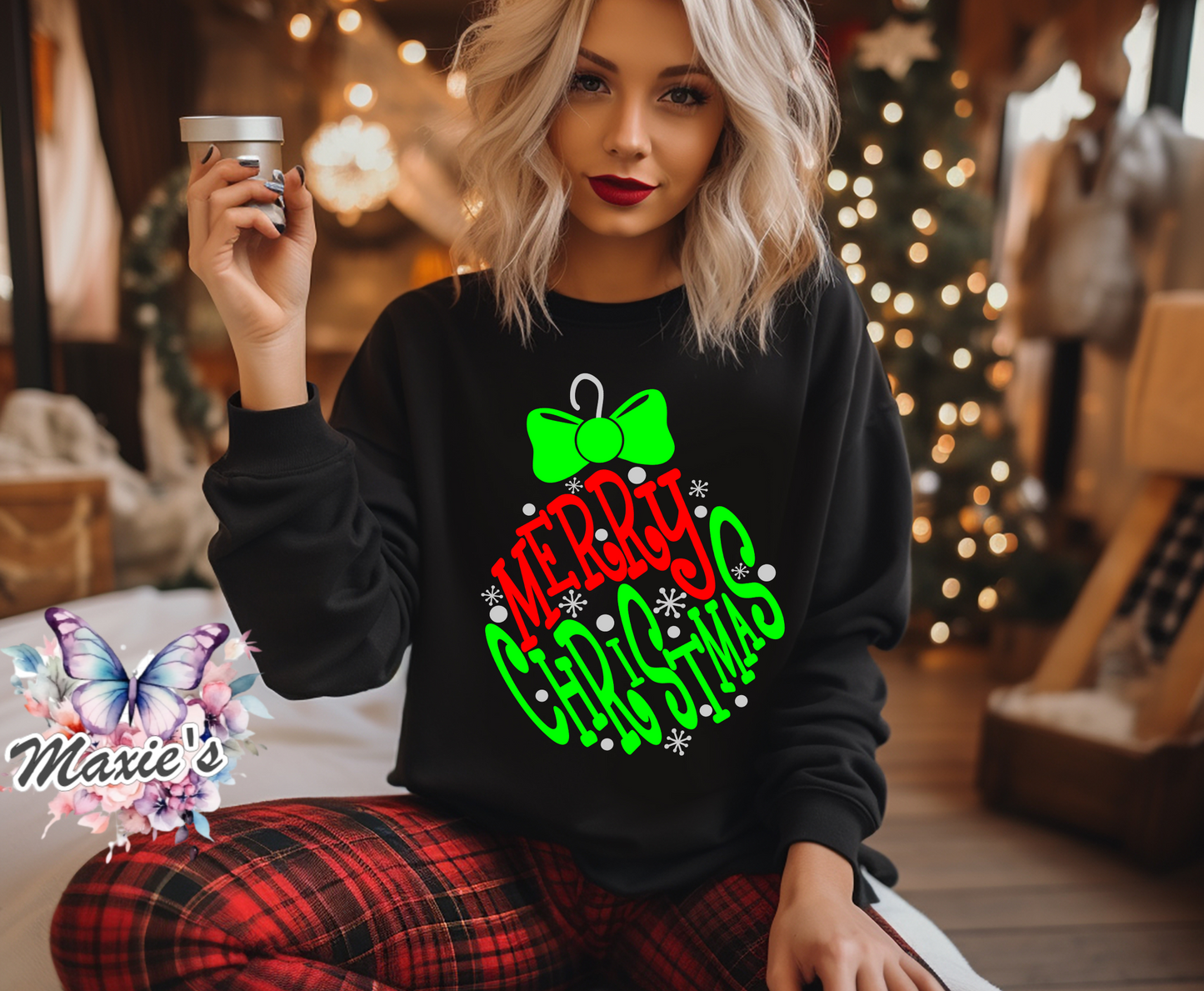 Merry Christmas Ornament Shimmery DTF Transfer Print