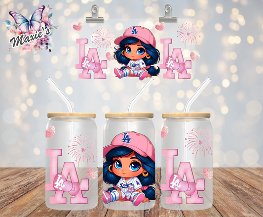 LA Baseball ⚾️ Girl & Kitty Theme 16oz. UVDTF Cup Wrap